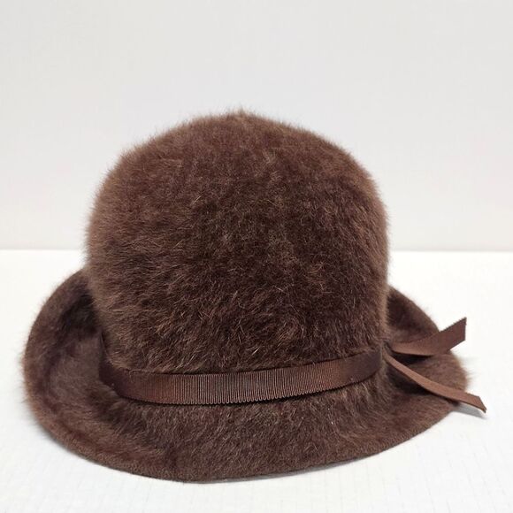 Kangol Furgora Cloche Hat Brown Angora Wool Blend England - Picture 5 of 9